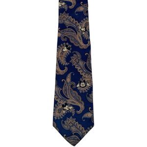 Vintage Mens Mickey & Co Necktie Navy Blue Paisley Disney Mickey Mouse Silk Tie